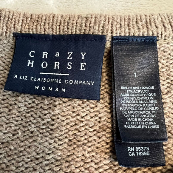 Crazy Horse Sweater Womens 1X Floral Silk Blend Cardigan Boho Cottage Hippie - Picture 7 of 10